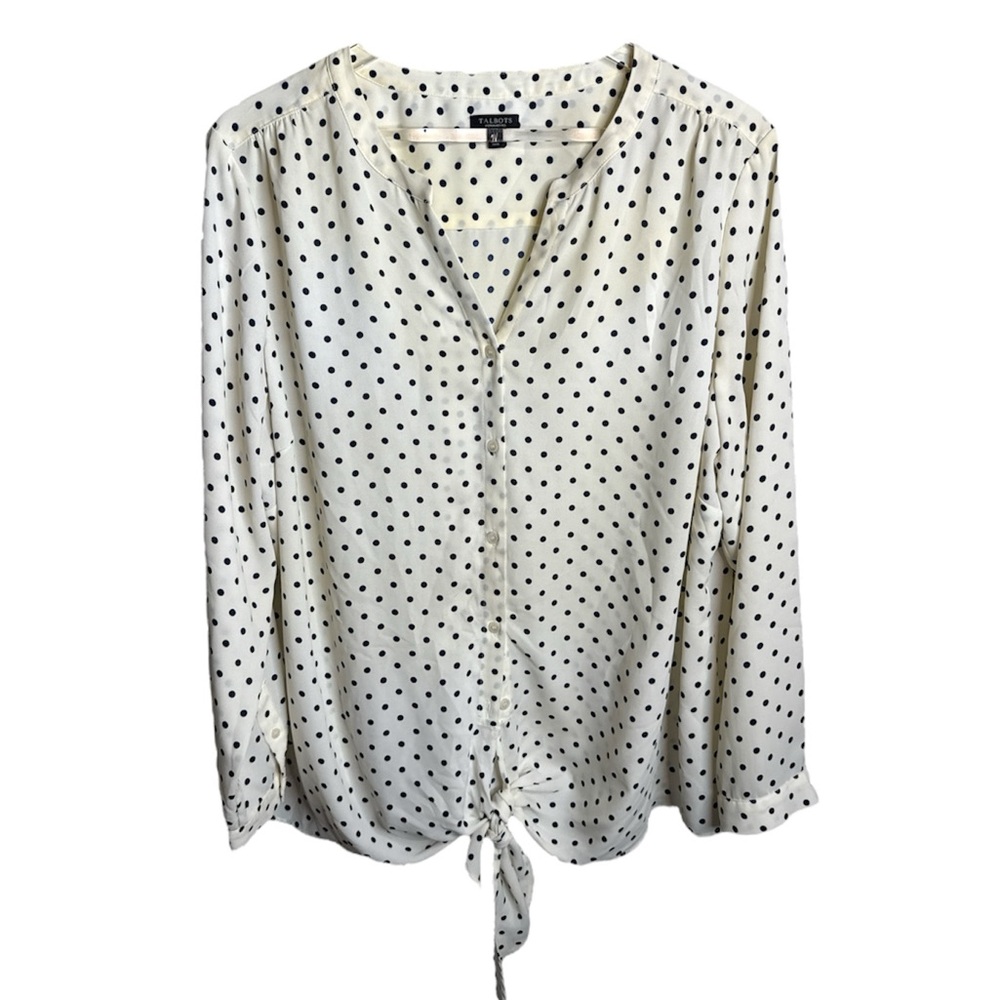 Talbots Polka Dot Button-Up Blouse